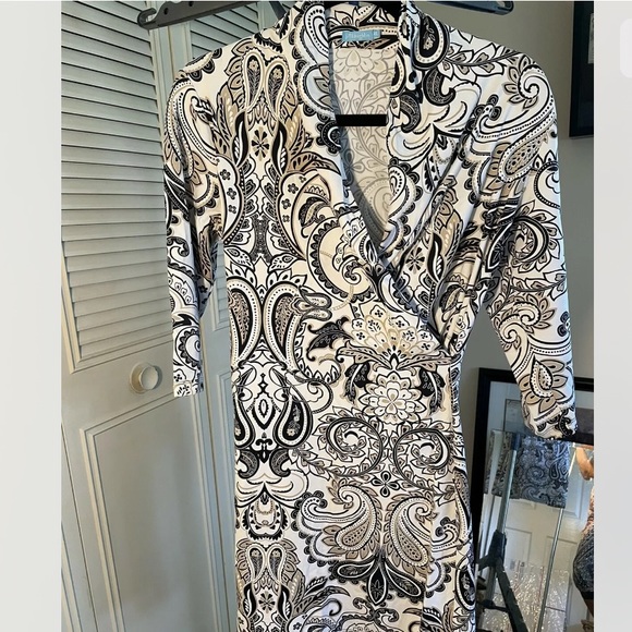 J. McLaughlin Paisley Panama Faux Wrap Dress 34’ Long